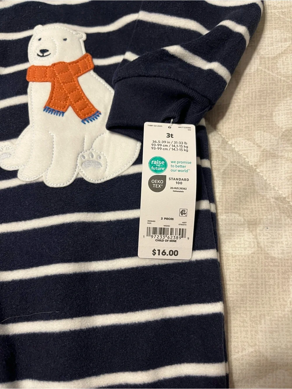 NEW! Carter’s Boys 2 Piece Zip Up Pajamas Size 3T